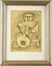 &quot; Mandolinista &quot; Da Jorge Dumas Firmato Edizione Limitata #83/100 Acquaforte - £246.20 GBP