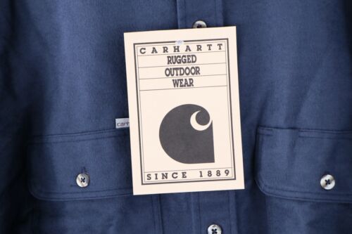 Deadstock Vtg 90s Carhartt Mens 3XL Moleskin Chamois Cloth Button Shirt Navy USA Item image 4