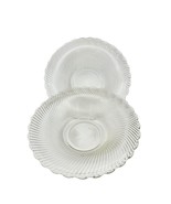 Set of 2 Vintage Scalloped Edged Bowls 12 inch Clear Glass Faceted - £24.85 GBP