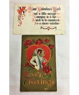 2 Antique Vintage Postcards Embossed Loves Greetings Your Valentine Wish... - $149.46 MXN