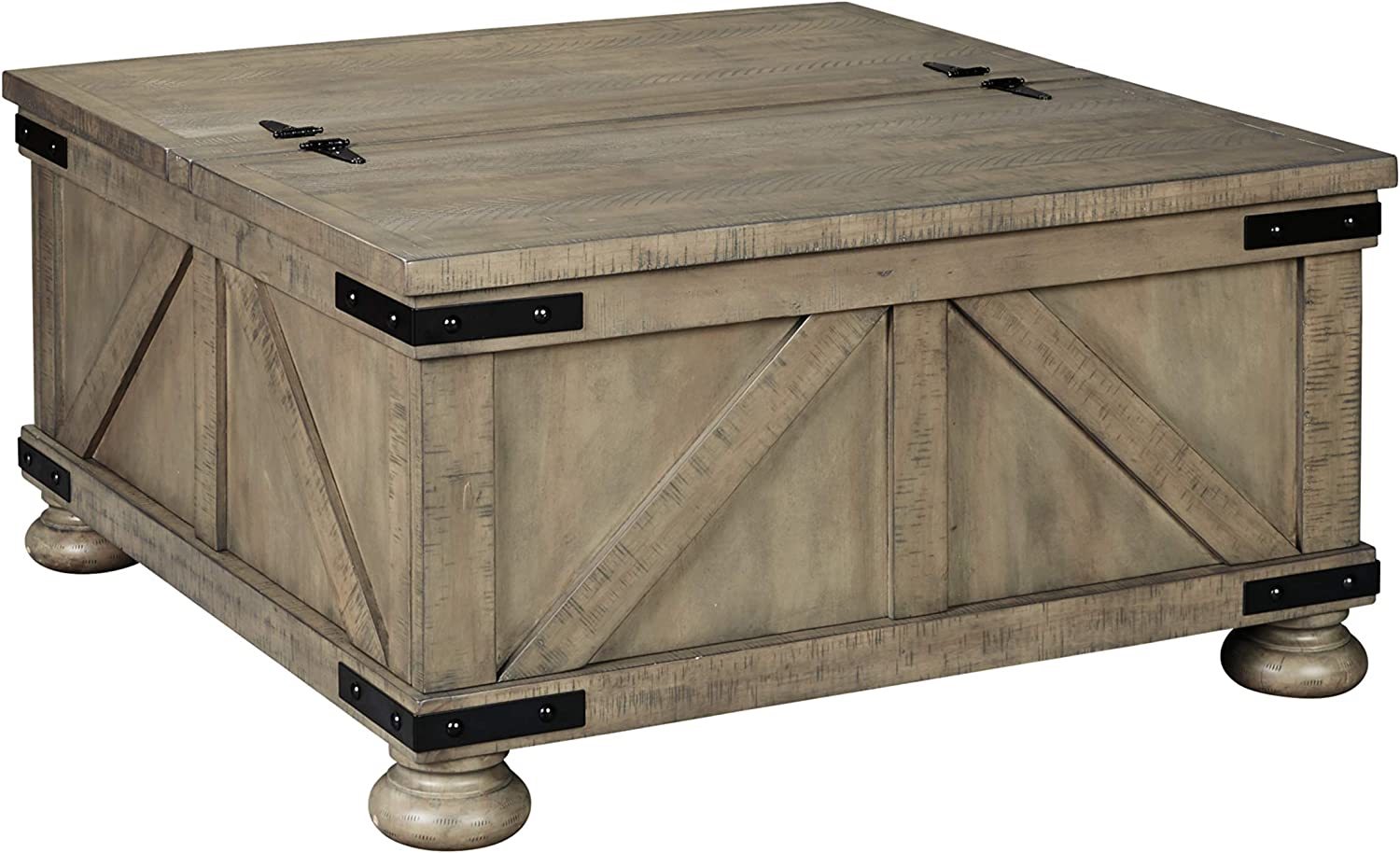 Light Brown Farmhouse Sq. Coffee Table By Signature Design By Ashley Aldwin With - $389.98