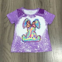 NEW Boutique Tie Dye Easter Bunny Rabbit Purple Bleached Baby Girls Shirt  - £5.11 GBP