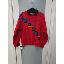 Vintage Peone Classics Geometric Embellished Red Sweater L Bold 90s Art ... - $42.00