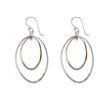 Sterling Silver and Rose-Gold Double Oval Earrings - £32.75 GBP