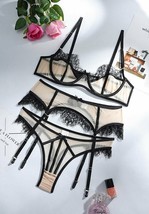 Hotel Suite Lace Garter 3-Piece Set With High Tight & Adjustable Straps Panty- L image 7