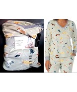 $52 Cuddl Duds Sage Dogs Velour Fleece PJ Pajama Set Top Pants Stretch N... - £28.29 GBP+