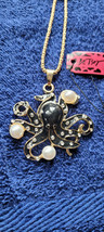 New Betsey Johnson Necklace Octopus Black White Rhinestone Beach Summer Decorate - £11.76 GBP