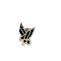Vintage Signed Sterling Carved Flying Eagle Bird Inlay Black Onyx Charm Pendant - £29.27 GBP