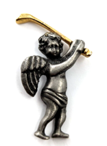 VTG Camco Golfer Angel Cherub Gold Tone Golf Club Pewter Lapel Pin Tie Tack - £9.92 GBP