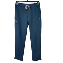 Figs Small Technical Collection Scrubs Pants Elastic Waist Pockets Straight Blue - £19.60 GBP