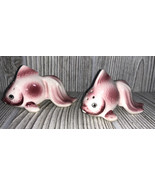 Vintage Japan  Pink White Fancy FANTAIL GOLD FISH  Salt &amp; Pepper Shaker ... - £10.79 GBP