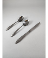 Koba Stainless 2 Oval Soup Spoons 1 Knife Japan KBA1 Glossy Stars Atomic... - $14.84