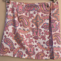 Lilly &amp; Van Wrap Skirt Paisley Pink and White A Line Cotton Spandex Size Small - £9.16 GBP