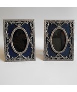 Vintage Ornate Tabletop 2 Picture Frame Lot Silk Background Baroque Style - £31.24 GBP