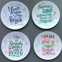 Melamine Tidbit Appetizer Dessert Plates 6&quot; Set of 4 Summer Cottage Beac... - $23.51