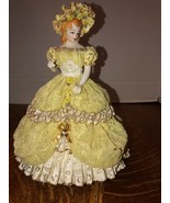 Vintage Heirlooms of Tomorrow Porcelain &amp; Yellow Lace Lady Figurine 8&quot; F... - $14.95