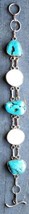 Turquoise/Shell Cabochon Toggle Bracelet Sterling Silver Handmade Vintag... - £132.35 GBP