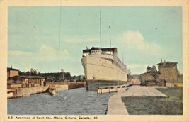 S Assiniboia-Cpr Steamer Ship-Sault Ste Marie Ontario Canada 1949 Pmk Cartolina - £5.82 GBP