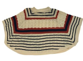 Vintage Shawl Poncho Top Boho Retro Stripes 70s Hippie Knit One Size - £19.78 GBP