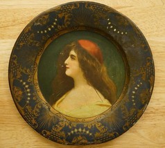 Antique Vienna Art Plate Docorative Metalware Female Gypsy Long Hair Red... - $830.19 MXN