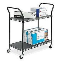 Safco Products Company SAF5337BL 2-Shelf Utility Cart- 3in. Casters- 43-.75in.x1 - £175.72 GBP