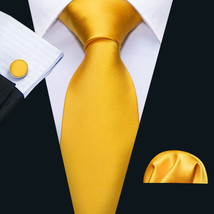 Gold (Yellow Gold) Necktie Set (Tie, Hanky, &amp; Cufflinks) - £15.84 GBP