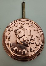 Copper Pan Angel Wall Decor Chocolate Nickel Lined Brass Handle Mold 6.25&quot; - $21.01
