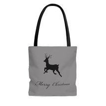 Merry Christmas Deer Frost Gray AOP Tote Bag - $17.65+