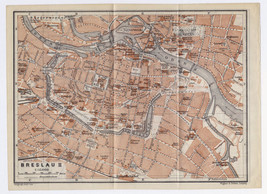 1909 Original Antique Map Of Breslau Wroclaw Silesia Schlesien Poland Germany - £16.84 GBP