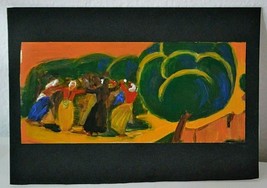 Hand Painted Acrylic Painting &quot;Women Dansing In The Village&quot; Signed - £15.79 GBP