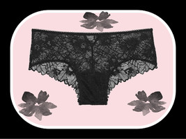 S M L Xl Xxl Noir Black Floral Lace W Back Detail Victorias Secret Cheeky Panty - £9.77 GBP