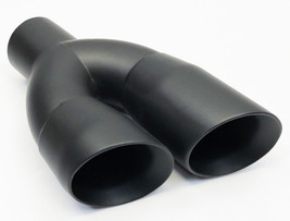 Exhaust Tip 2.25  Inlet 3.00  Outlet 9.50  long Dual Double Wall Matte Black 304 - £57.27 GBP