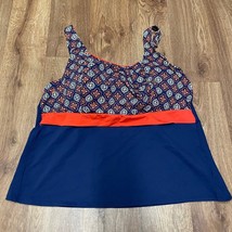 Lands End Womens Tankini Blue Red Medallion Swim Plus Size 18W DDD Under... - £24.91 GBP