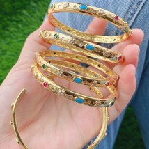 3Pcs Fashion Copper Zircon Gold Plated Adjustable Open Cuff Bracelet Women Color - £43.95 GBP