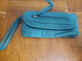 Aeropostale Wristlet Clutch Teal Turquoise Blue Long Wallet Pockets - £9.79 GBP