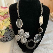 Simply Vera Vera Wang Gun Metal Silver Tone Multi Bauble Statement Necklace - $20.57