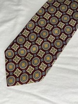 Vintage Jos A Bank Repp Tie Brown Blue Gold Print 100% Silk USA Made - $372.49 MXN