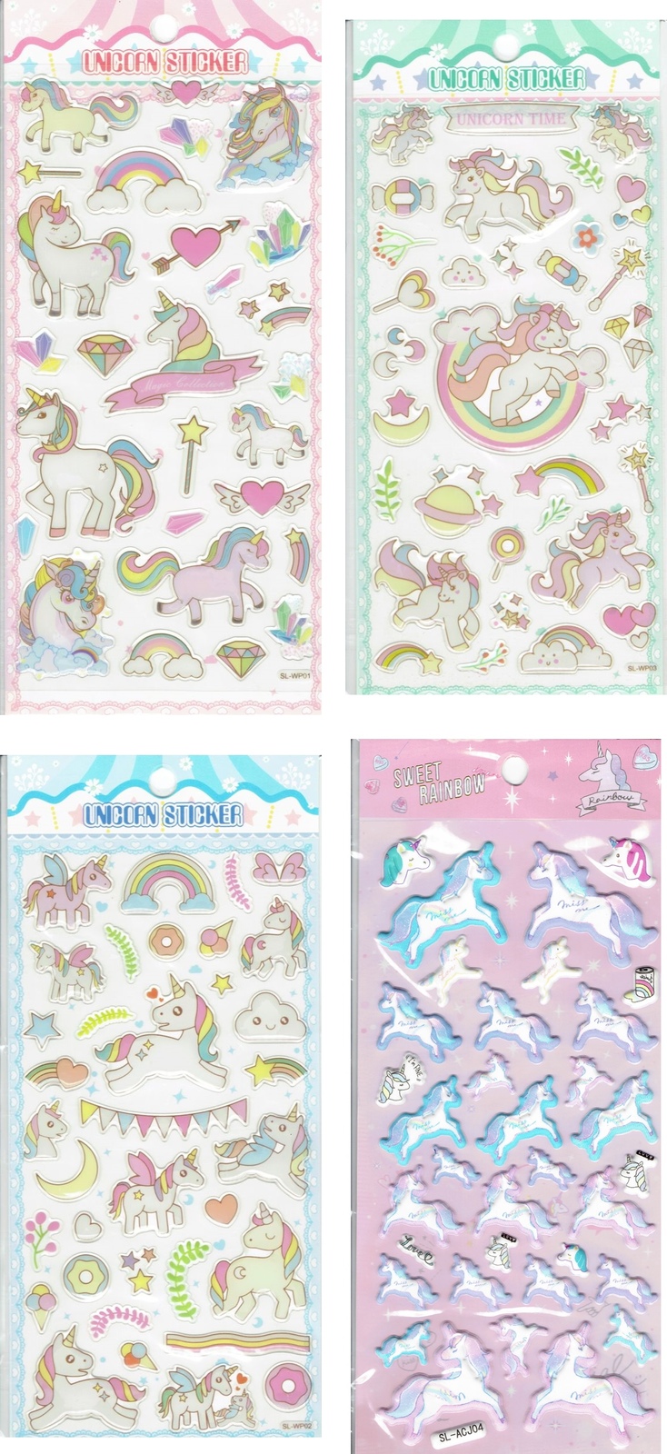 Primary image for Promotion SET 4 3D Unicorn Fairy Kindergarten Sticker Size 19x10 cm/7.5x4 inch
