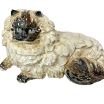 Large Vintage Chalkware Laying Cat Form Antique Ceramic Kitty Carnival Prize - £39.31 GBP