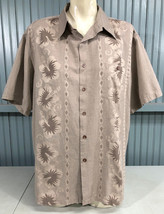 Kona Kai Silk Blend XL Light Brown Hawaiian Tropical XL Vacation Shirt Beach - £11.42 GBP