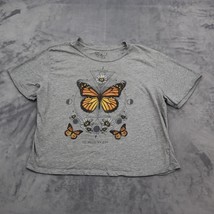 Pretty Rebel Shirt Womens XL Gray Butterfly Short Sleeve Crew Neck Pullover Top - £17.99 GBP