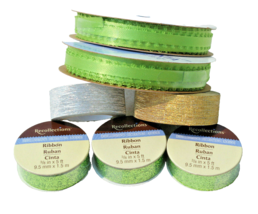 7 Lot Recollections Ribbon Tape And 12 Yards (2 Spools) 3/16” Lime Green Offray - $5.00