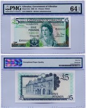 1988 Gibraltar 5 Pounds Note Choice Uncirculated 64 - $52.26