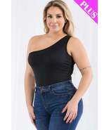 Plus size one shoulder solid casual bodysuit - $25.30 CAD