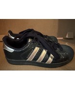 Adidas Superstar Black Rose Gold Stripes Sneakers Shoes Women’s Size 5.5 - $28.99