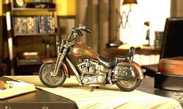 Motorcycle Figurine 14" Long Resin Brown Gray Retro Look Mancave Garage Decor image 3