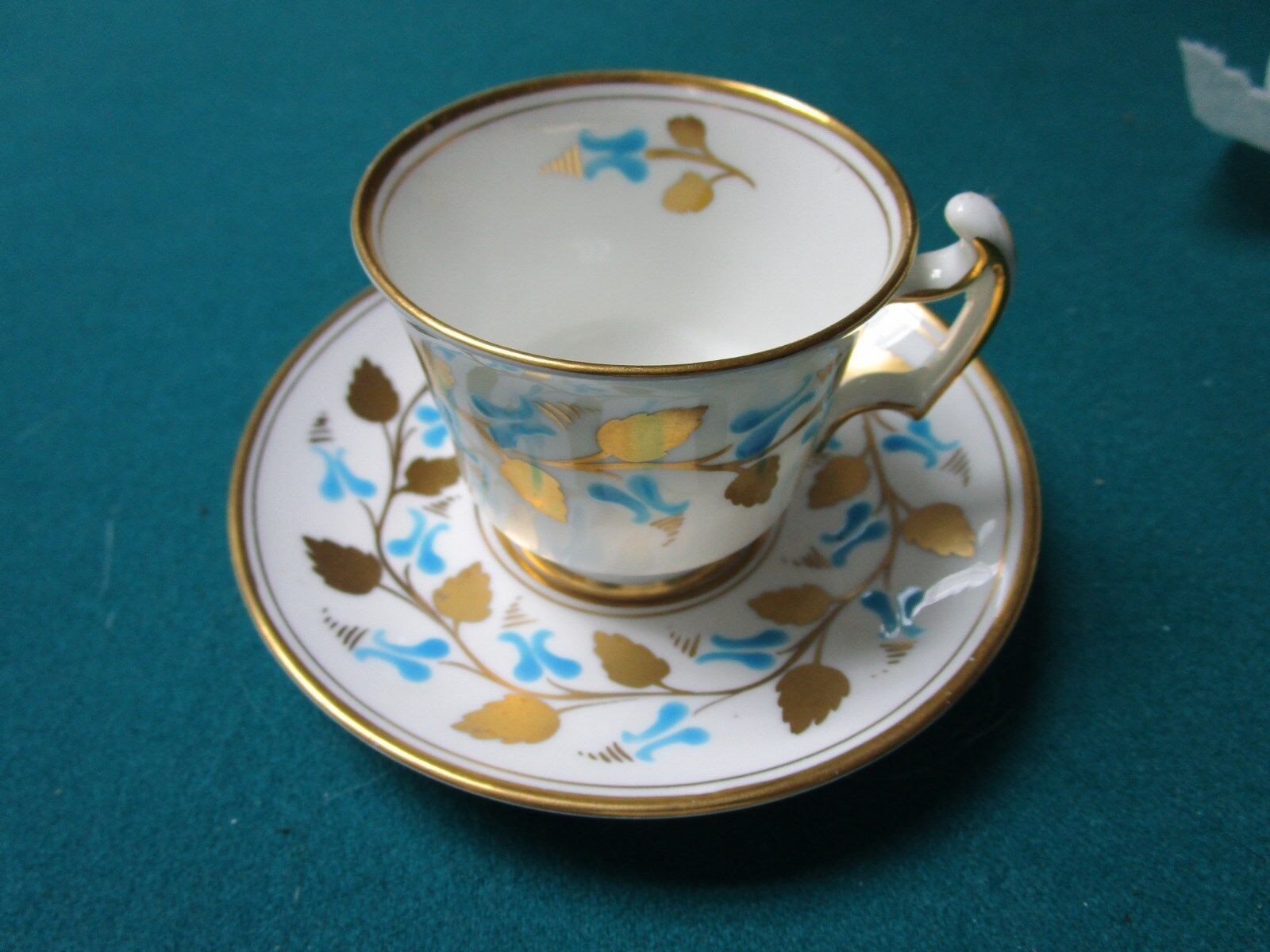 Primary image for Royal Chelsea, England, cup and saucer turquoise and gold[a*5-b1]