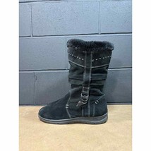 White Mountain Trader Black Suede Leather Mid Calf Boots Sz 9.5 M - £32.17 GBP