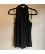 Adrianna Papell Black Sleeveless Top Blouse Mock Neck Size Small Stretchy - $19.34