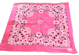 Paisley Bandana Handkerchief Pink Cotton Made in USA 21 in Head Scarf - £7.76 GBP